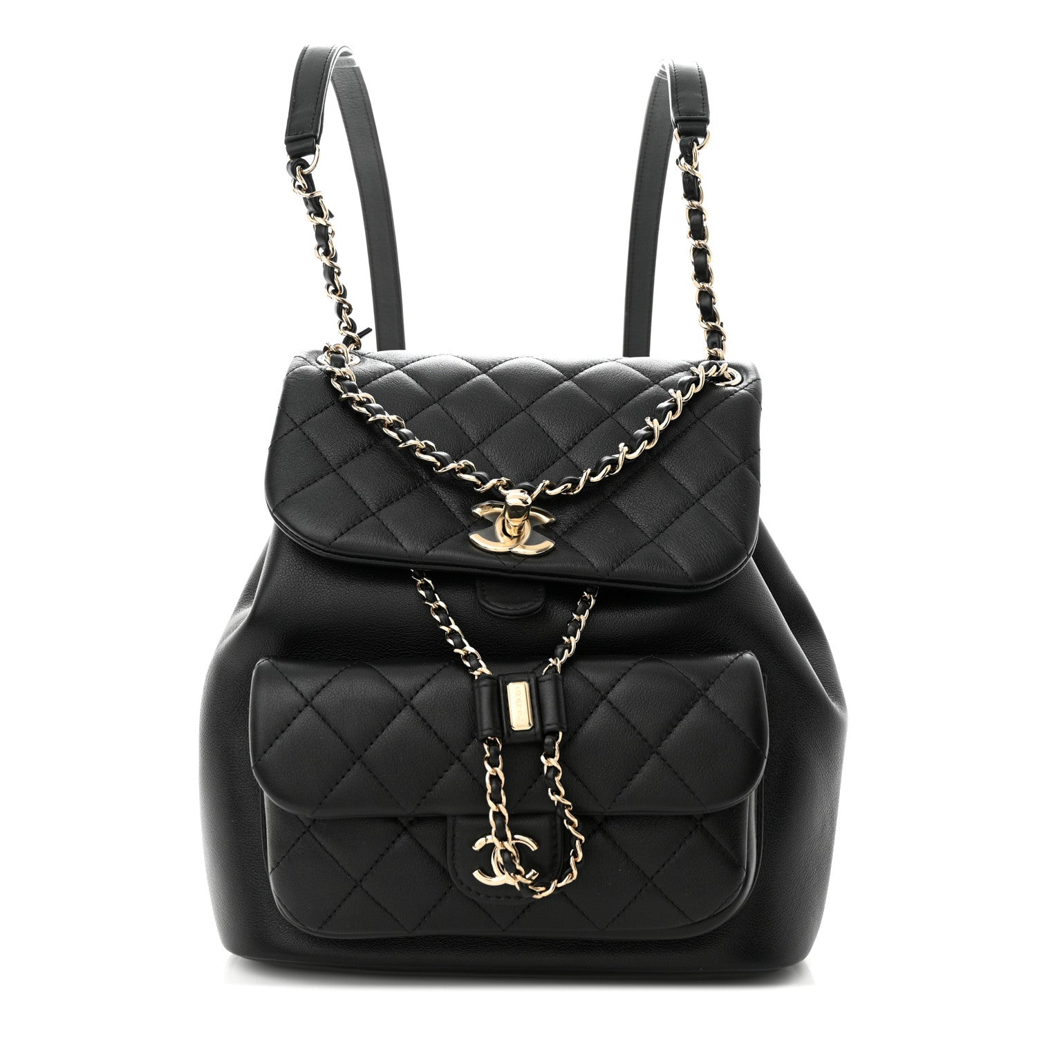 Chanel Lambskin Quilted Large Duma Drawstring Backpack Black 1 of 10