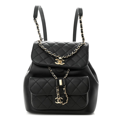 Chanel Lambskin Quilted Large Duma Drawstring Backpack Black 1 of 10