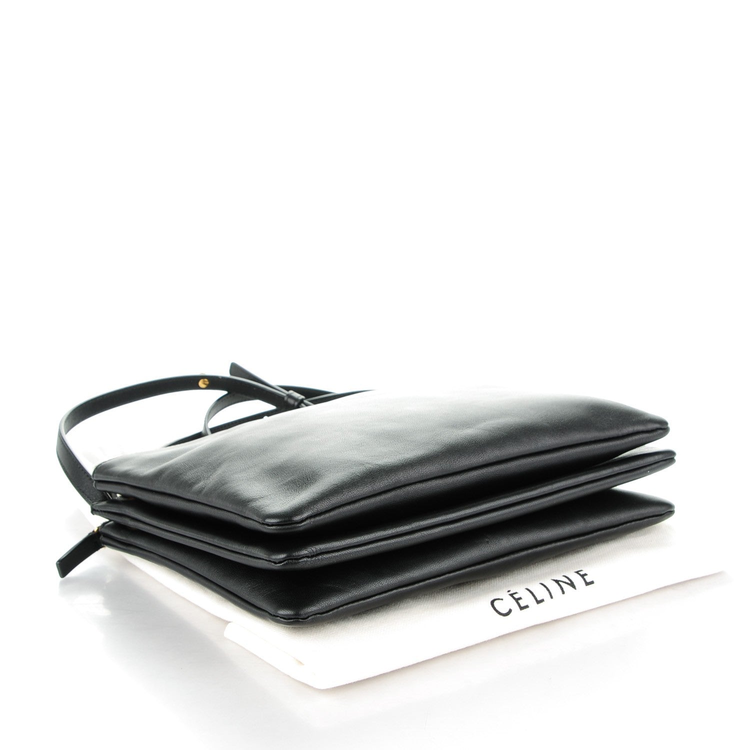 Celine Lambskin Large Trio Crossbody Bag Black 4 of 7