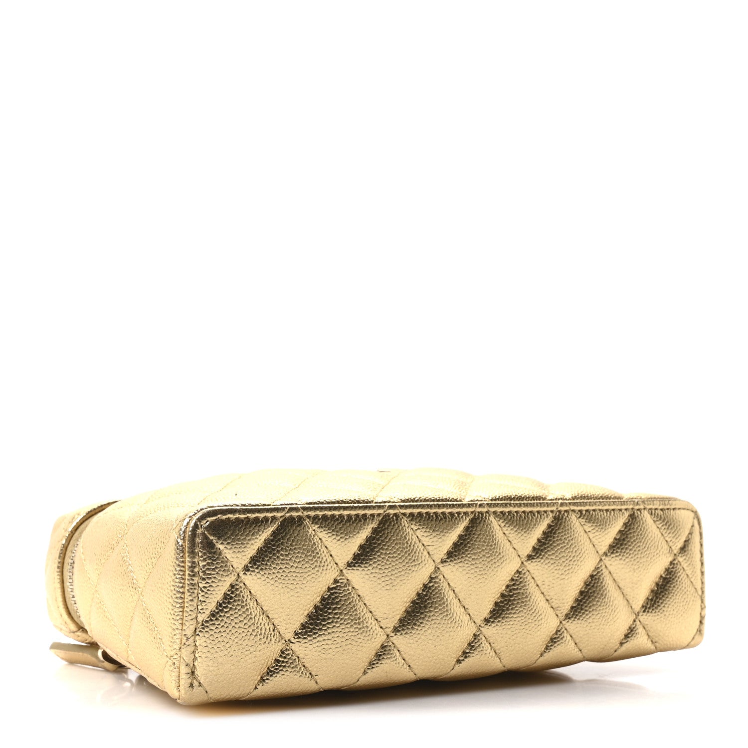 Chanel Metallic Caviar Quilted Top Handle Slim Vanity With Chain Gold 4 of 10