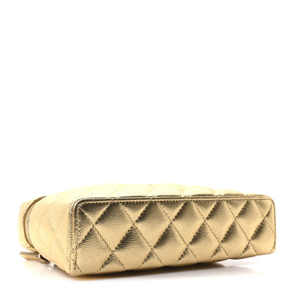 Chanel Metallic Caviar Quilted Top Handle Slim Vanity With Chain Gold 4 of 10