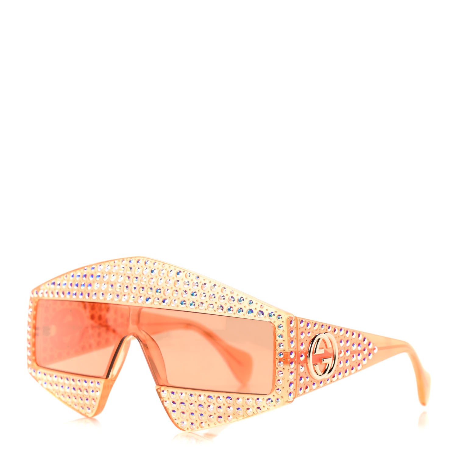 Gucci Crystal Rectangular Frame Sunglasses GG0357S Orange 1 of 5