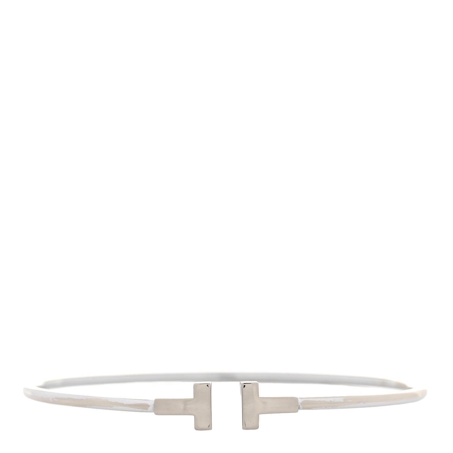 Tiffany 18K White Gold Narrow T Wire Bracelet 1 of 5