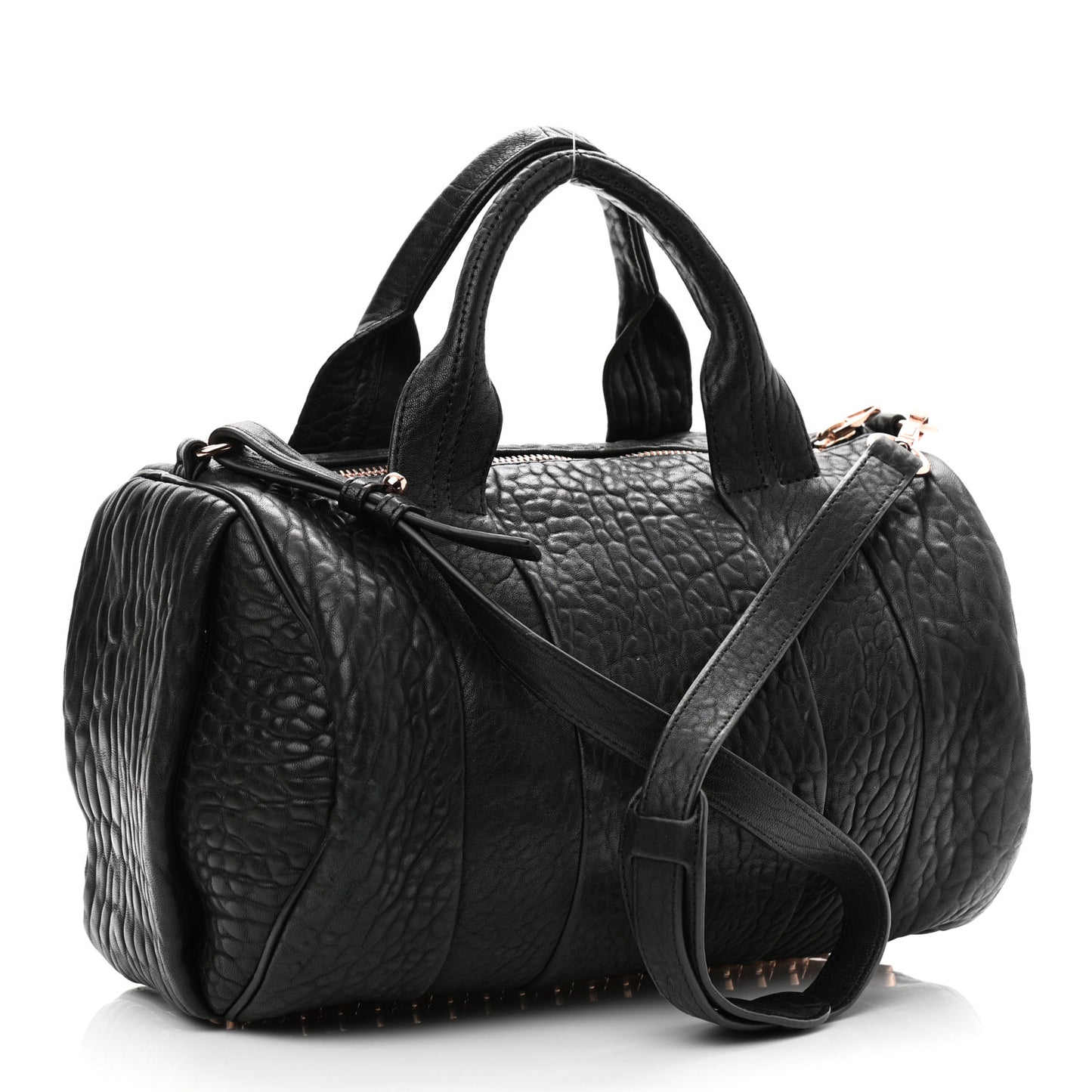 Pebbled Lambskin Rocco Black Rose Gold Hardware