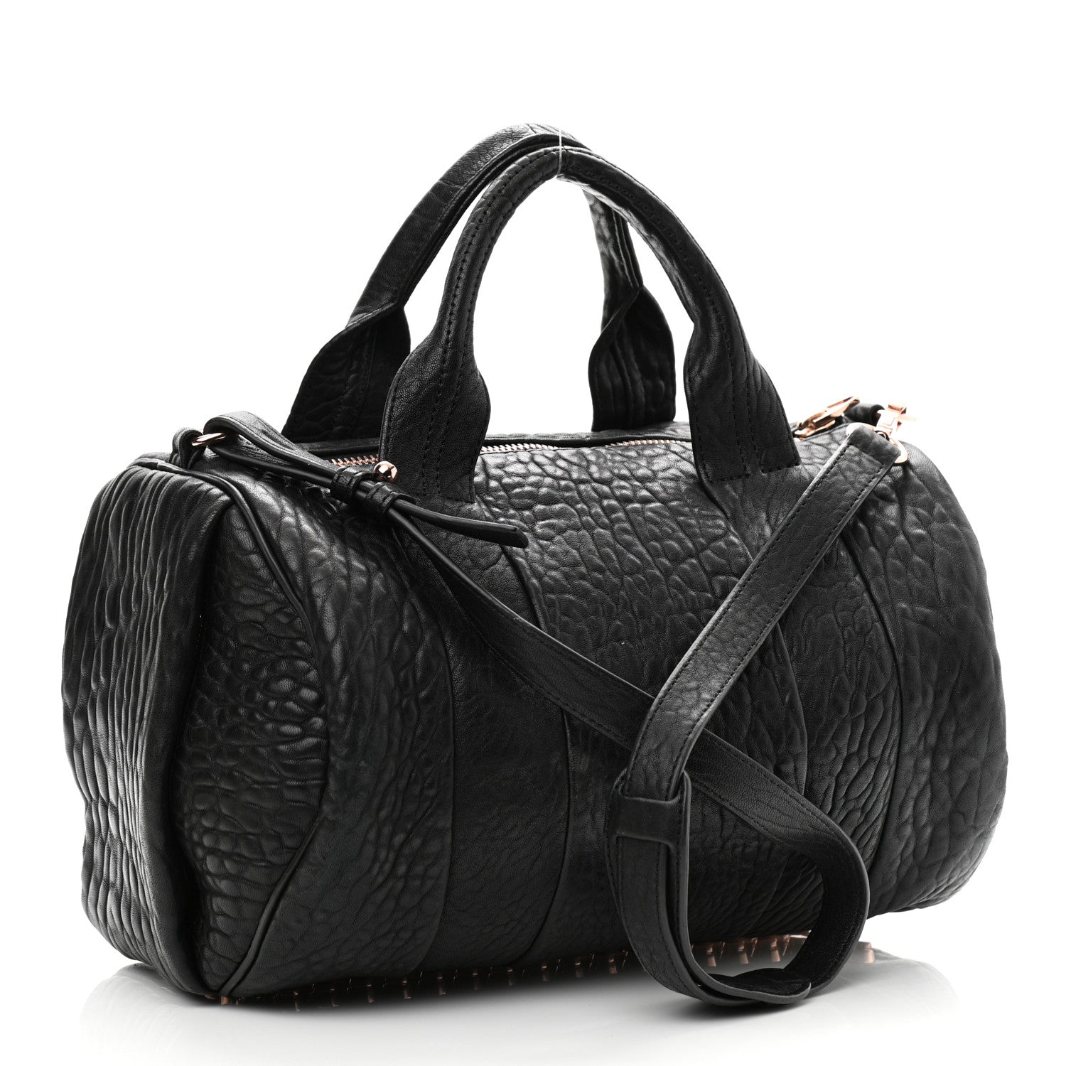 Alexander Wang Pebbled Lambskin Rocco Black Rose Gold Hardware 3 of 9