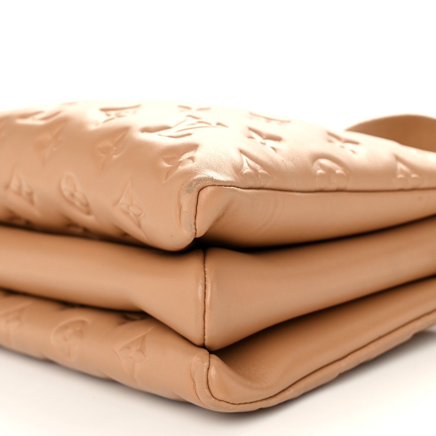 Lambskin Embossed Monogram Coussin PM Camel
