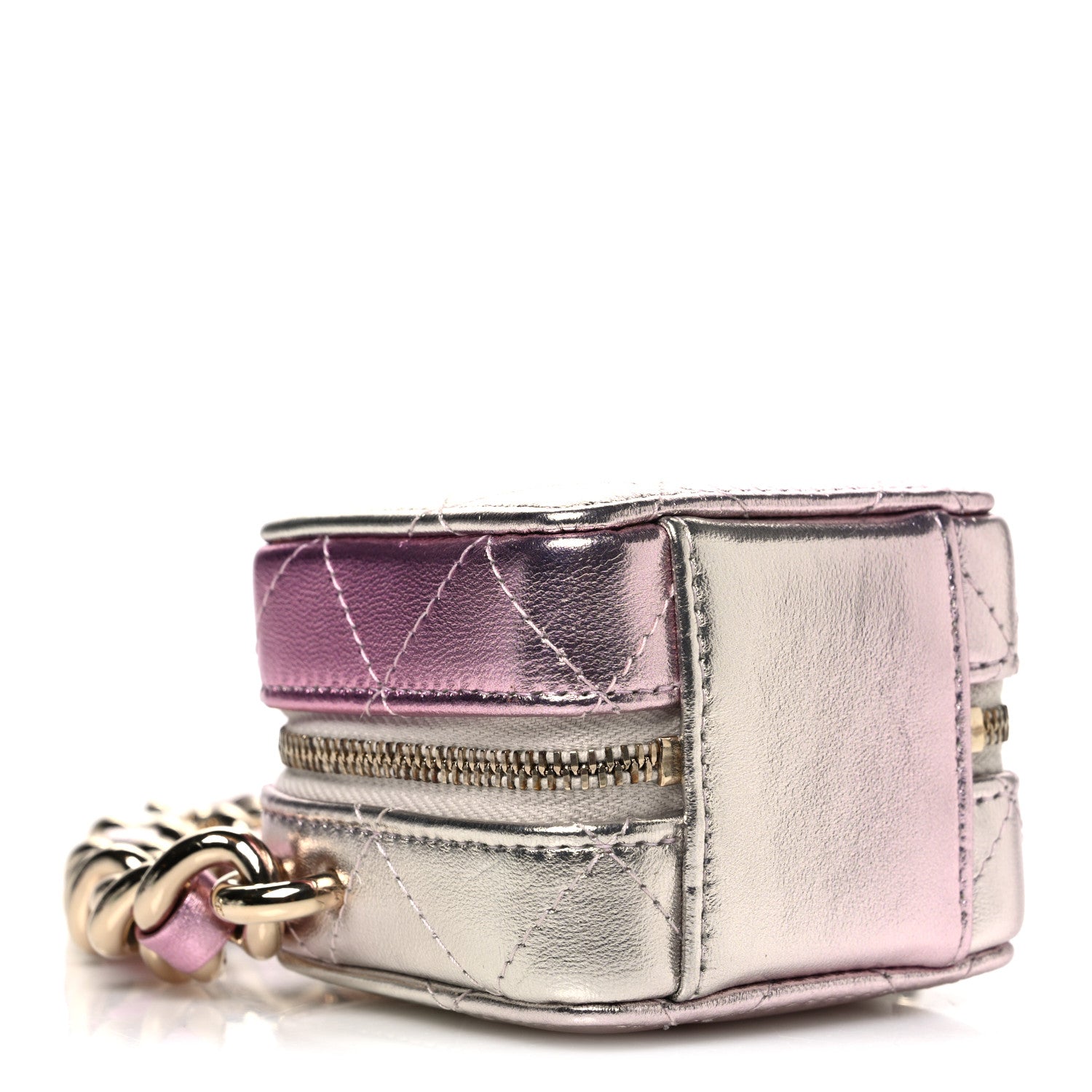 Chanel Gradient Metallic Lambskin Quilted Like A Wallet Clutch With Chain Gold Pink 4 of 10
