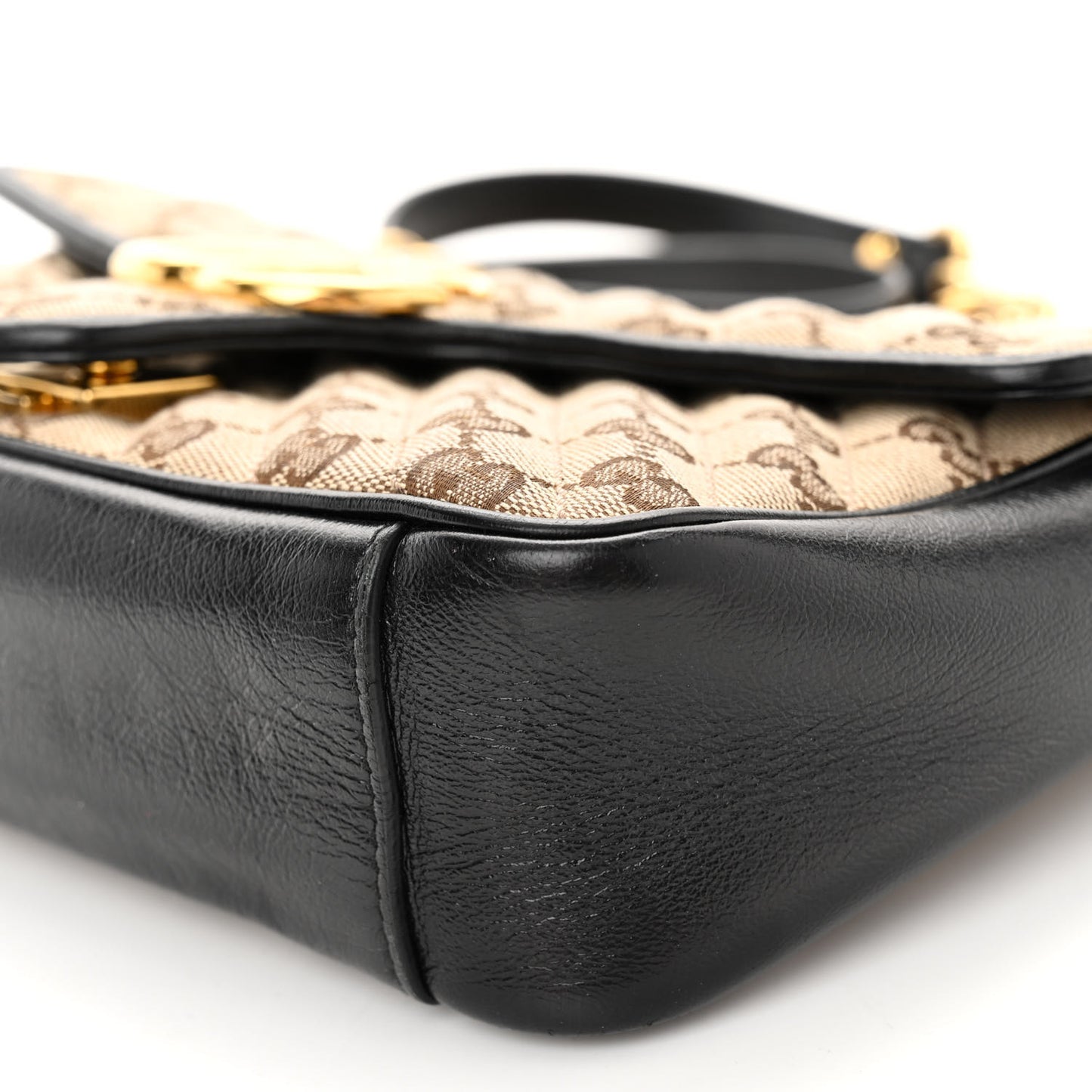 Monogram Matelasse Diagonal Small GG Marmont Shoulder Bag Beige Black