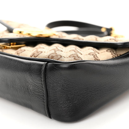 Gucci Monogram Matelasse Diagonal Small GG Marmont Shoulder Bag Beige Black 9 of 9