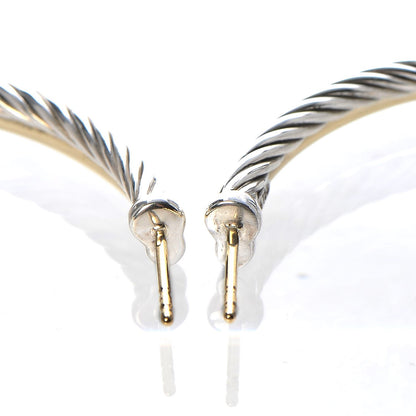 David Yurman Sterling Silver 18K Yellow Gold 44mm Extra Large Crossover Cable Hoop Earrings 4 of 5
