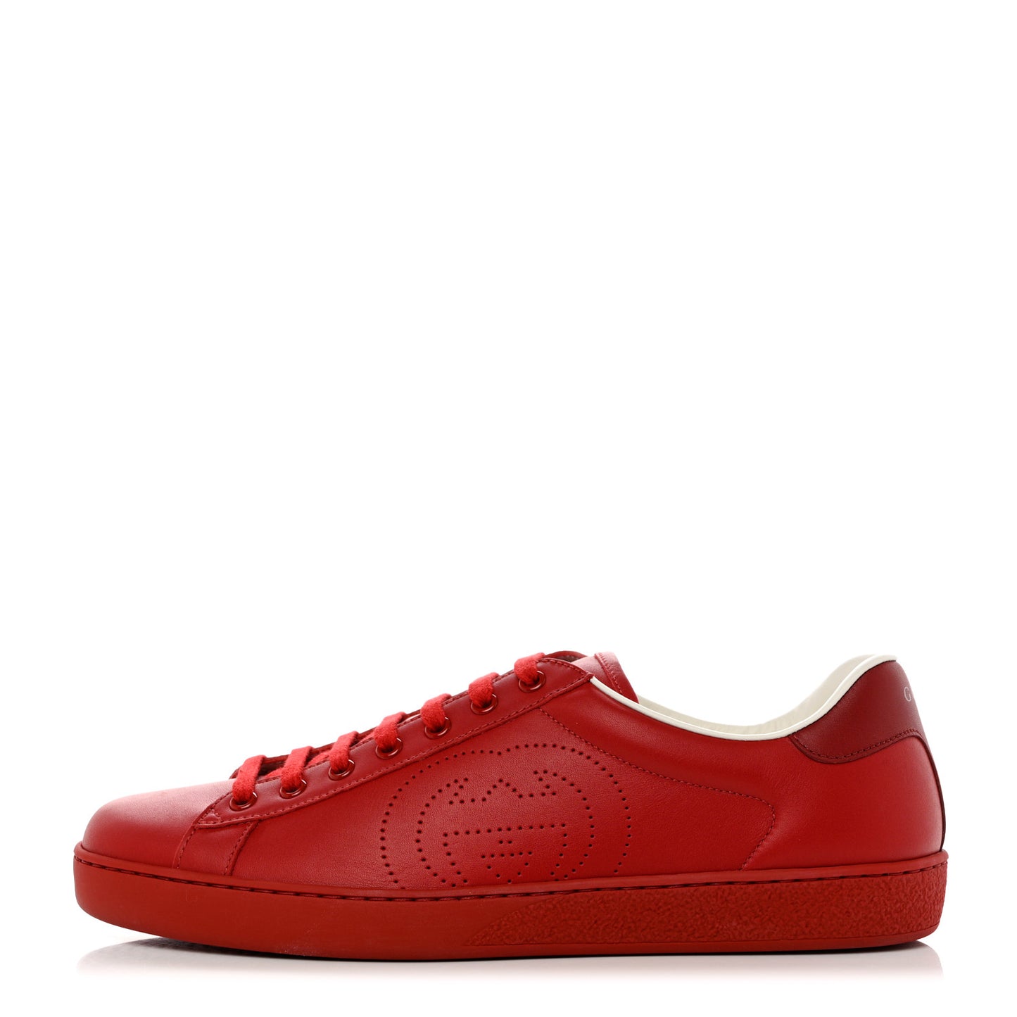 Calfskin Miro Soft Interlocking G Perforated Mens Ace Sneakers 9 Hibiscus Red Red Vintage