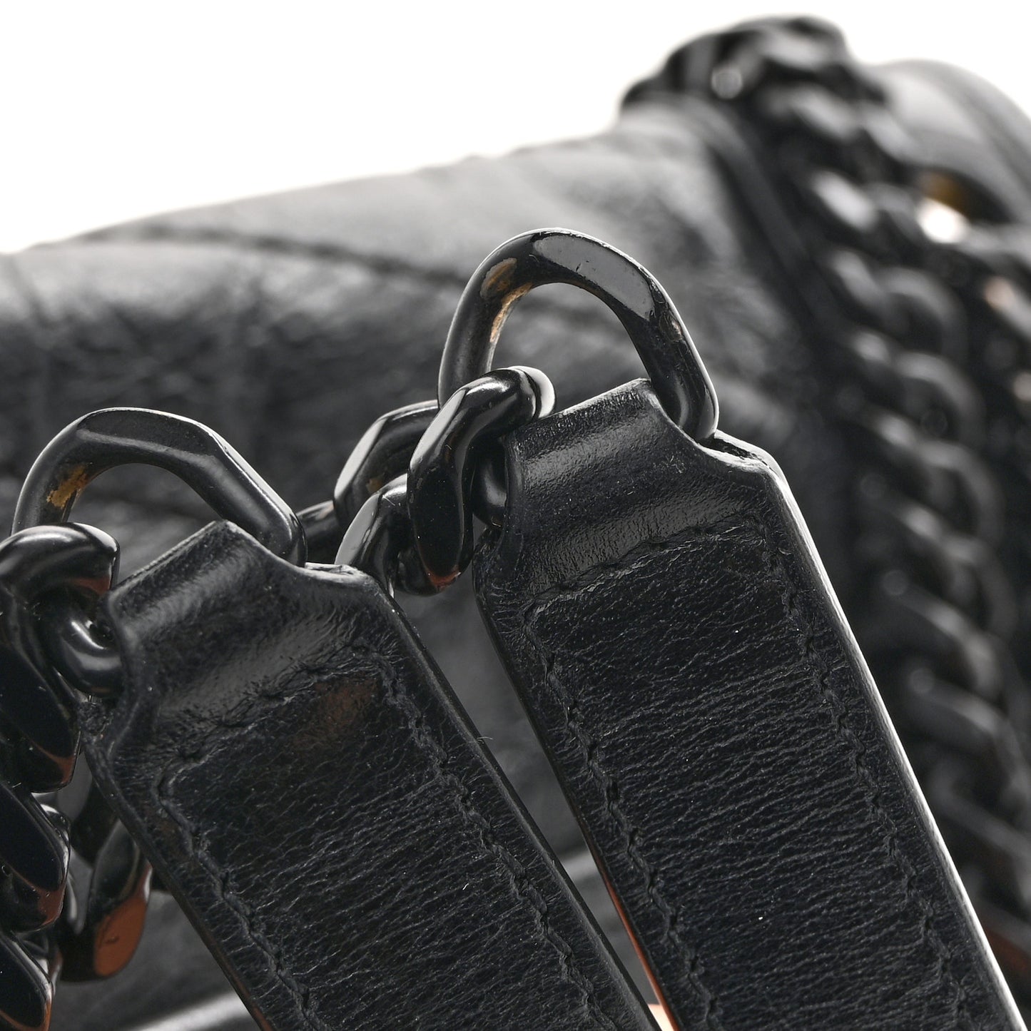 Crinkled Calfskin Matelasse Monogram Medium Niki Chain Satchel Black