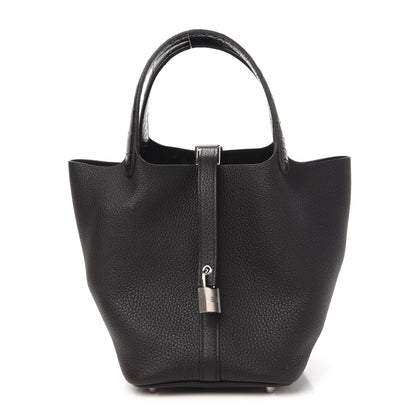 Hermes Taurillon Clemence Matte Alligator Picotin Lock Touch 18 PM Black 1 of 11