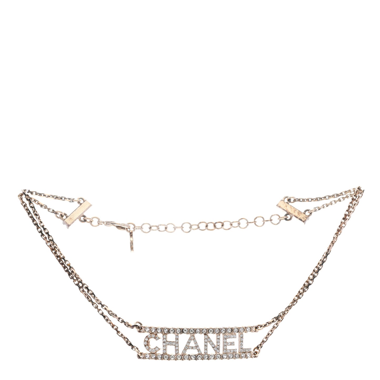 Metal Crystal Logo Choker Necklace Gold
