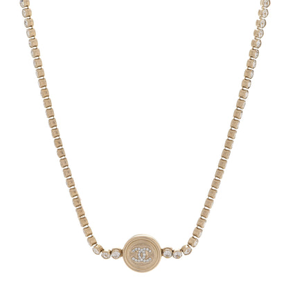 Chanel Crystal CC Chain Short Necklace Gold 1 of 6