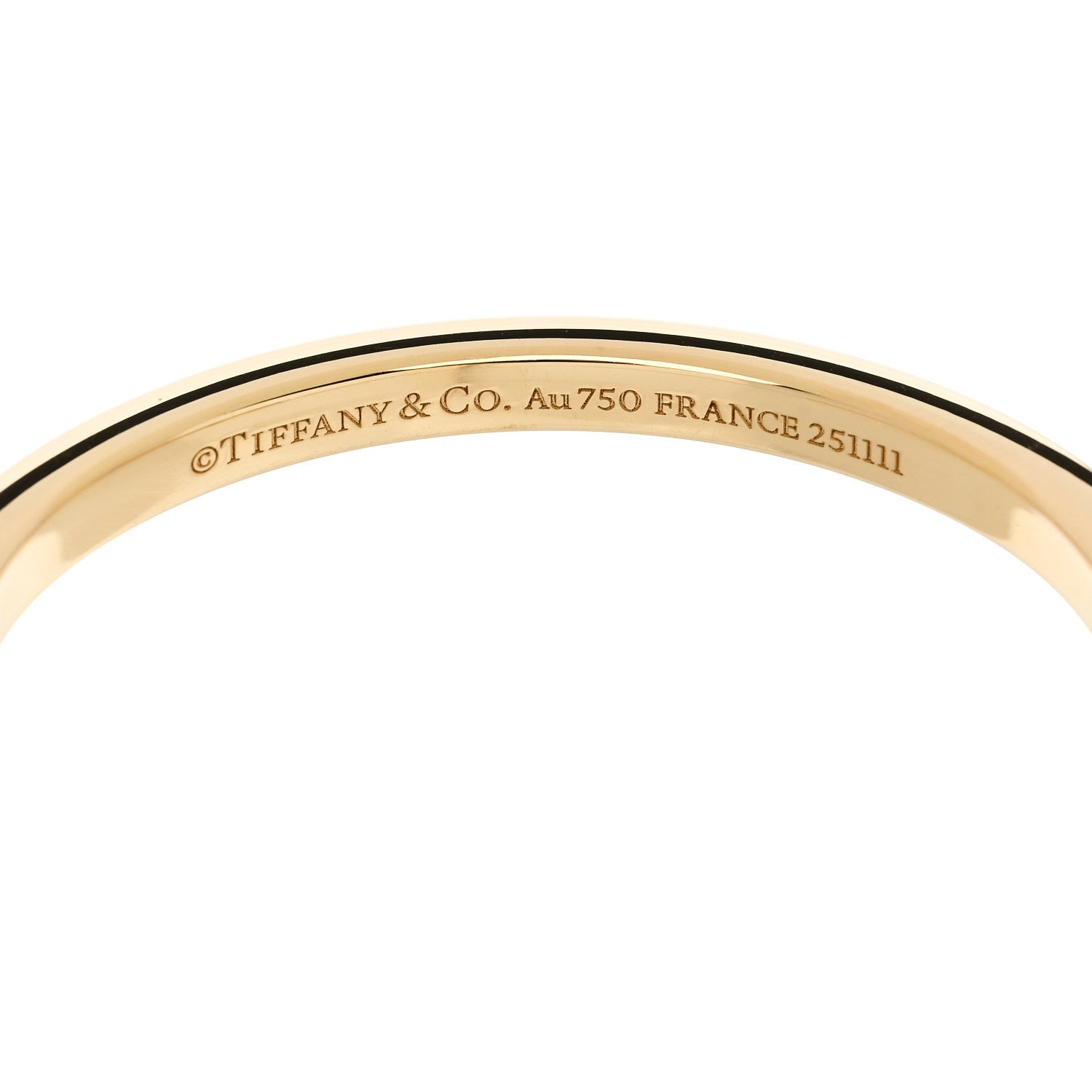 Tiffany 18K Yellow White Gold Tiffany Narrow Lock Bangle Bracelet 5 of 6
