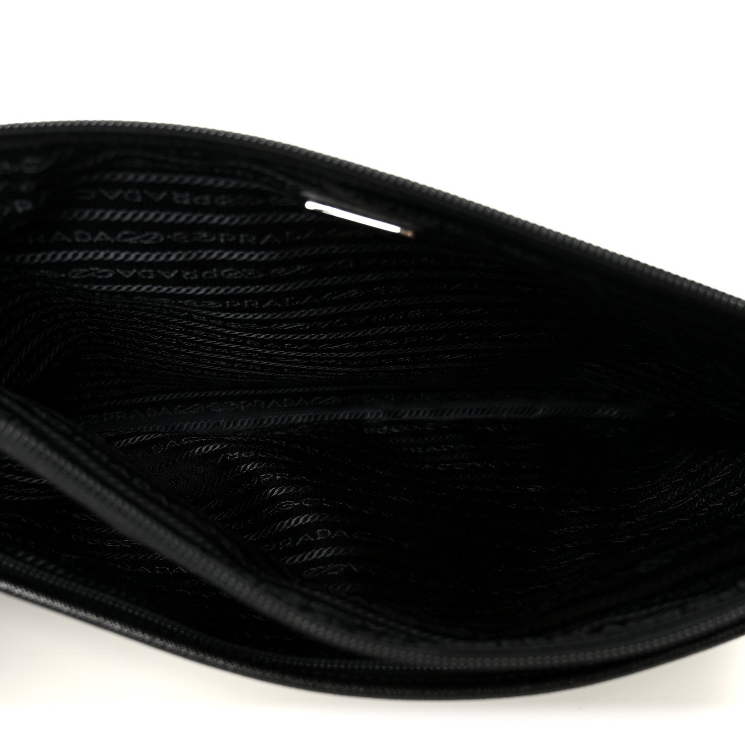 Prada Tessuto Nylon Saffiano Flat Pouch Black 5 of 8
