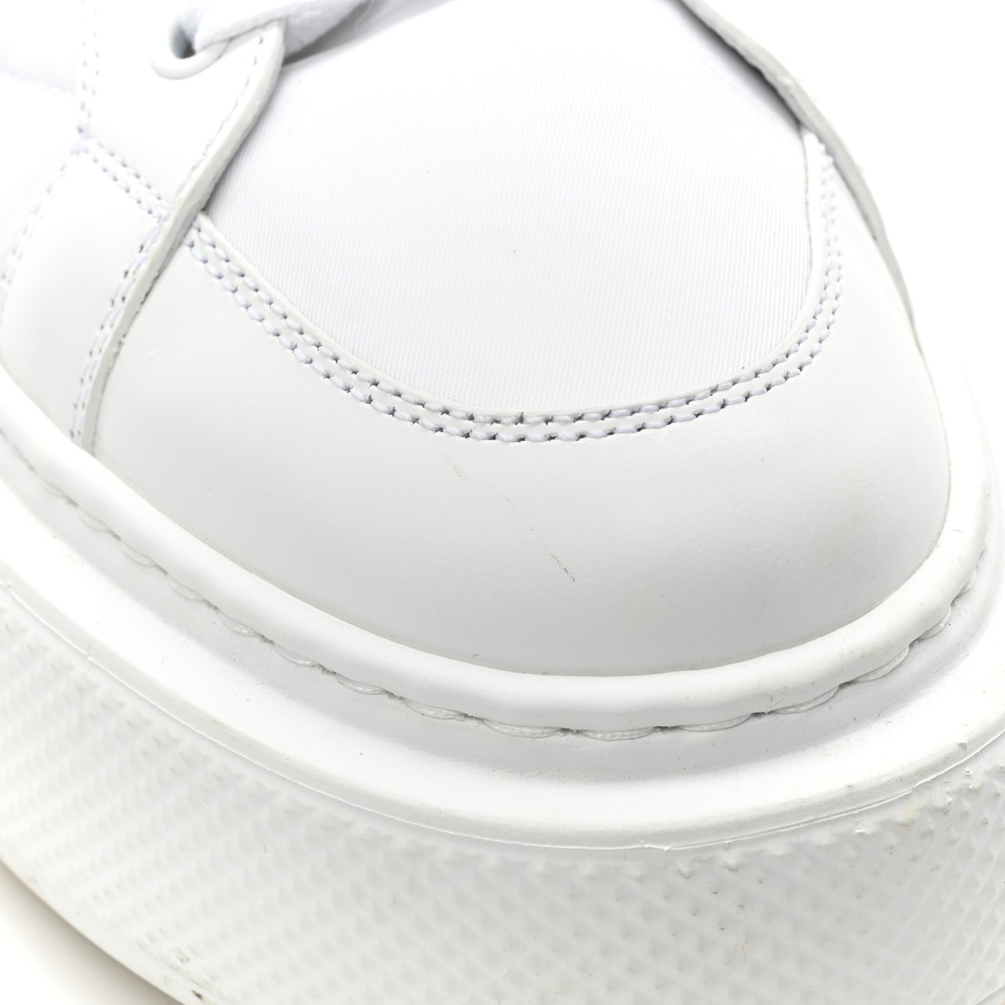 Re-Nylon Spazzolato Rubber Triangle Logo Macro Quilted Mens 35mm Platform Sneakers 39 White