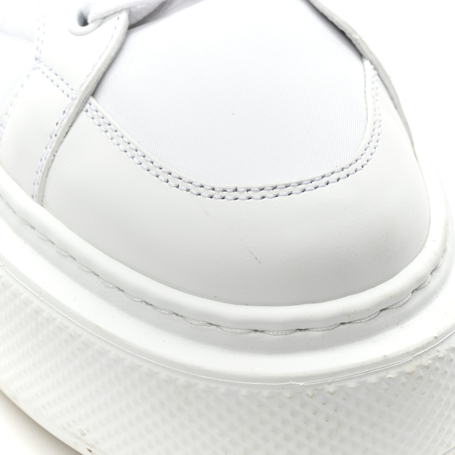 Prada Re-Nylon Spazzolato Rubber Triangle Logo Macro Quilted Mens 35mm Platform Sneakers 39 White 13 of 14