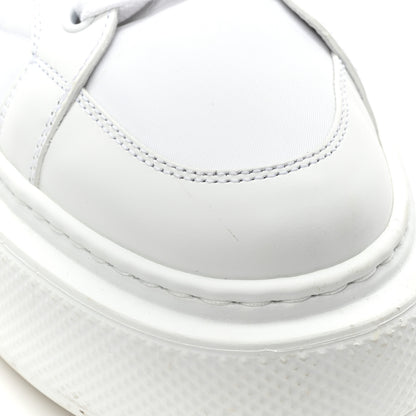 Prada Re-Nylon Spazzolato Rubber Triangle Logo Macro Quilted Mens 35mm Platform Sneakers 39 White 13 of 14