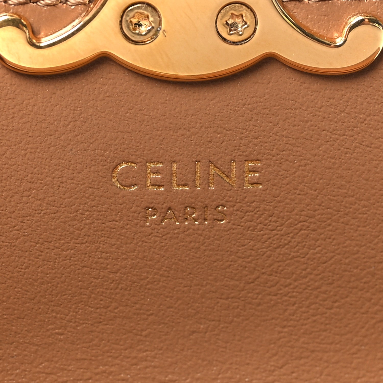 Celine Shiny Calfskin Triomphe Flap Card Holder Bronze 6 of 9