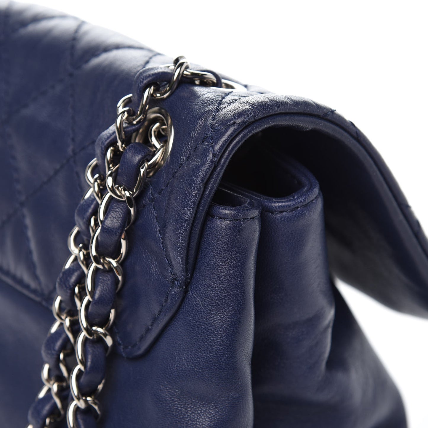 Shiny Lambskin Quilted Mini Trianon Messenger Flap Blue