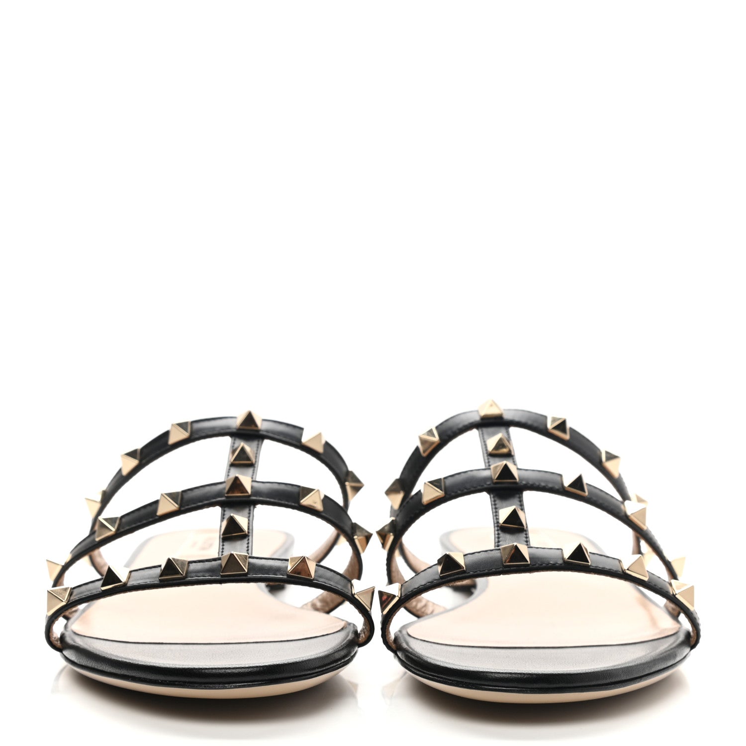 Valentino Garavani Nappa Rockstud Caged Flat Slide Sandals 39.5 Black 2 of 7