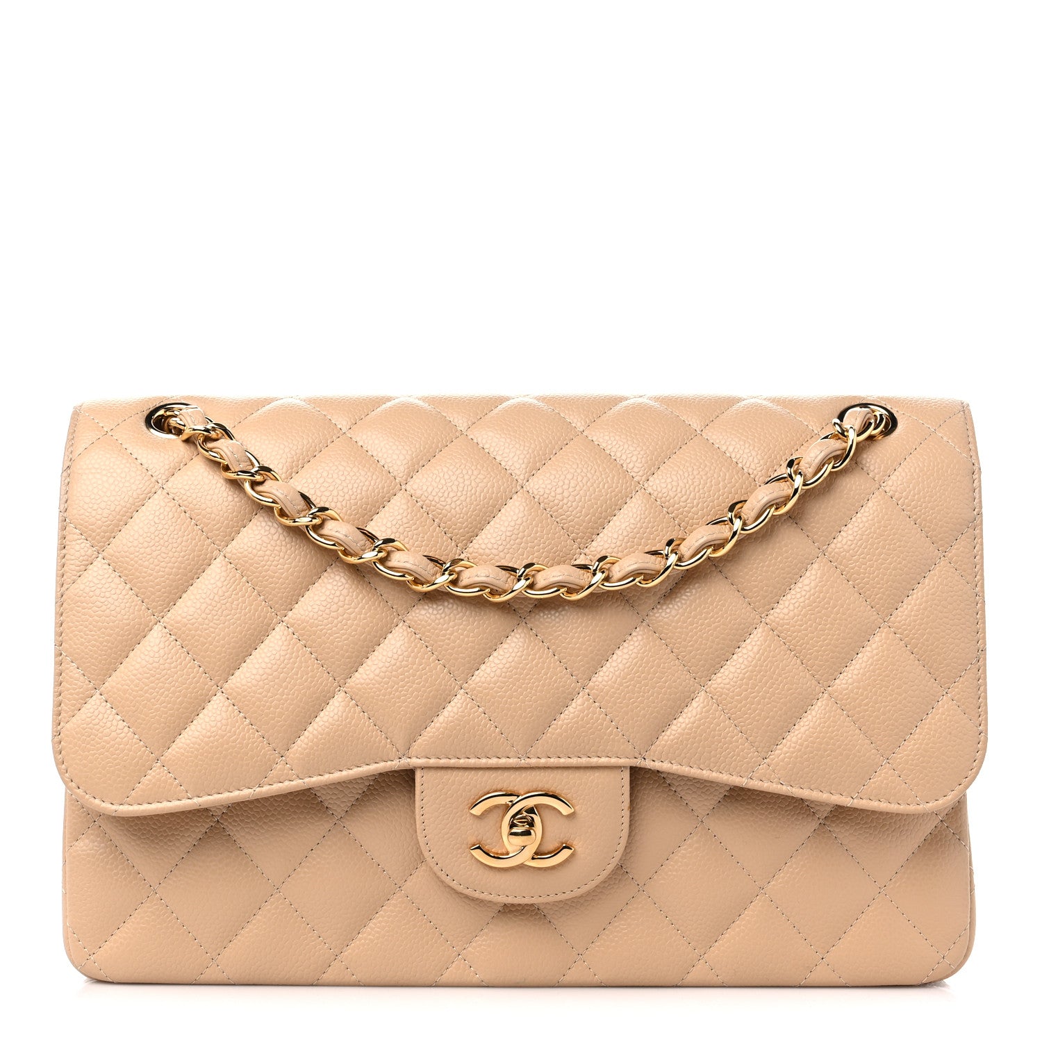 Chanel Caviar Quilted Jumbo Double Flap Beige 1 of 9