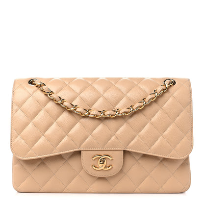 Chanel Caviar Quilted Jumbo Double Flap Beige 1 of 9