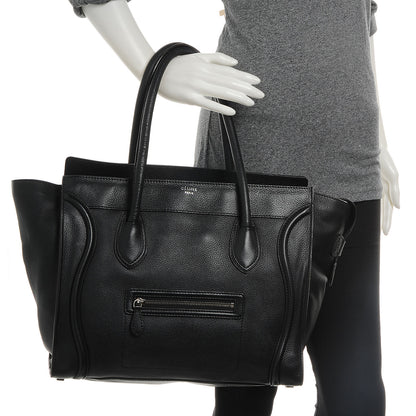 Celine Drummed Leather Shoulder Luggage Black 2 of 7