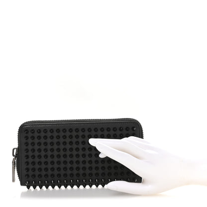 Christian Louboutin Calfskin Empire Panettone Spiked Zip Around Wallet Black 2 of 8