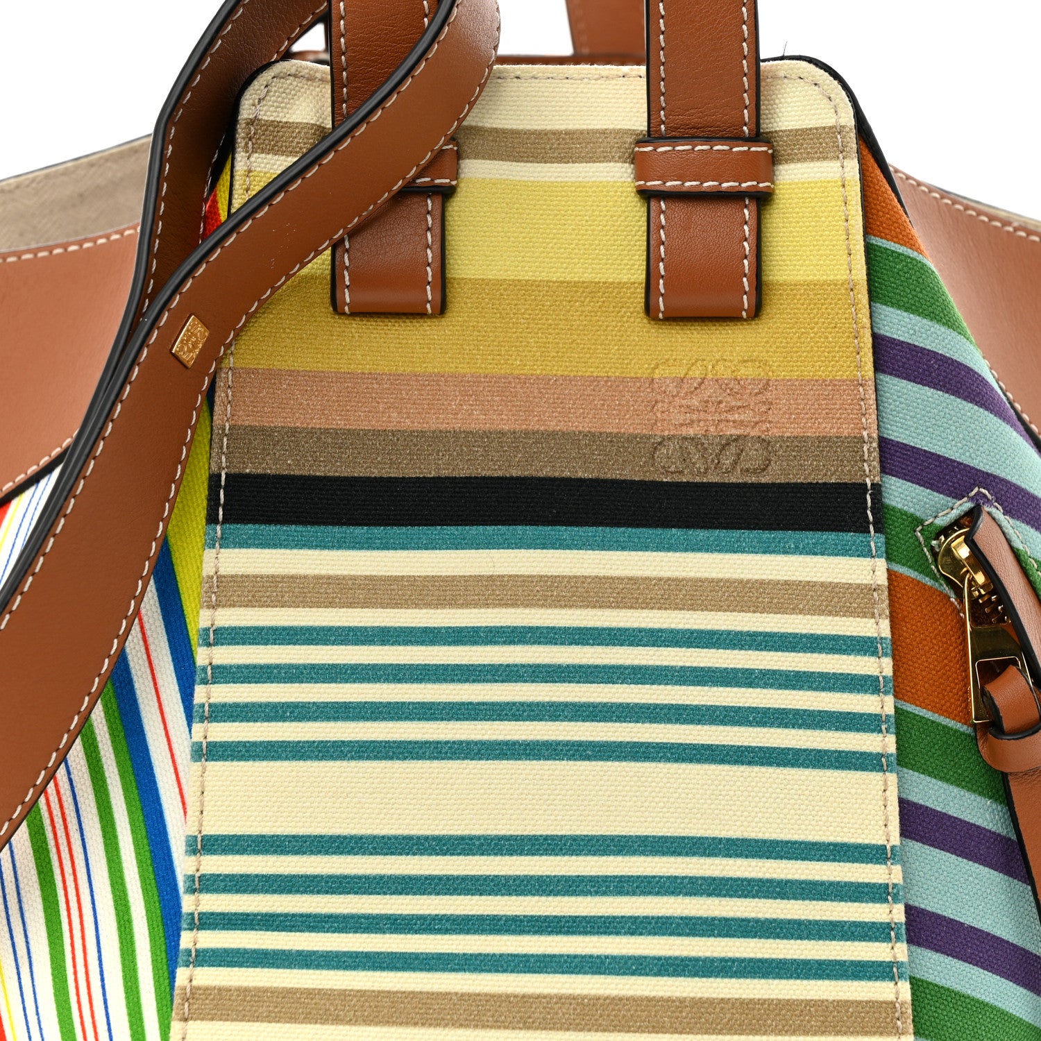 Loewe Canvas Calfskin Small Stripes Hammock Shoulder Bag Multicolor 7 of 11