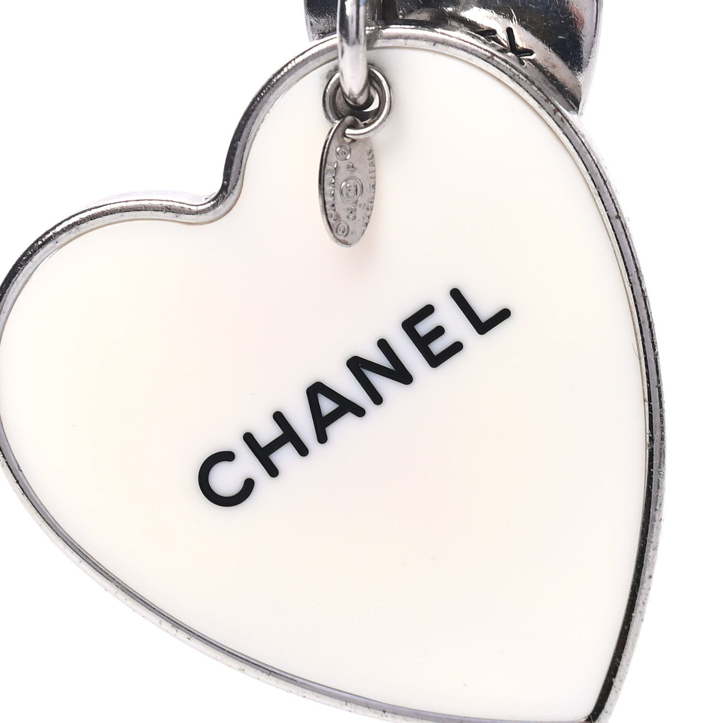 Bonne Chance Heart Keychain White