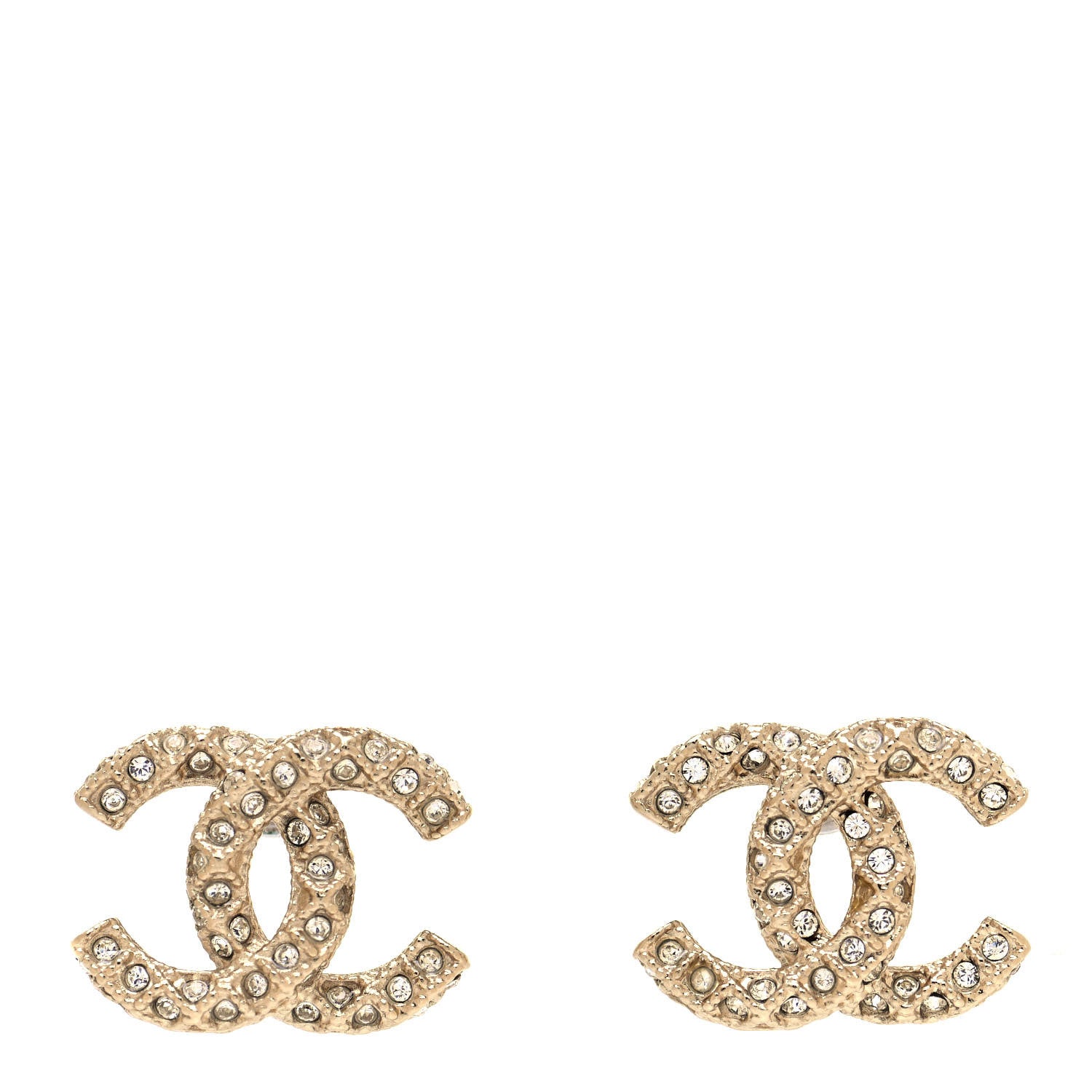 Chanel Crystal CC Earrings Gold 1 of 5