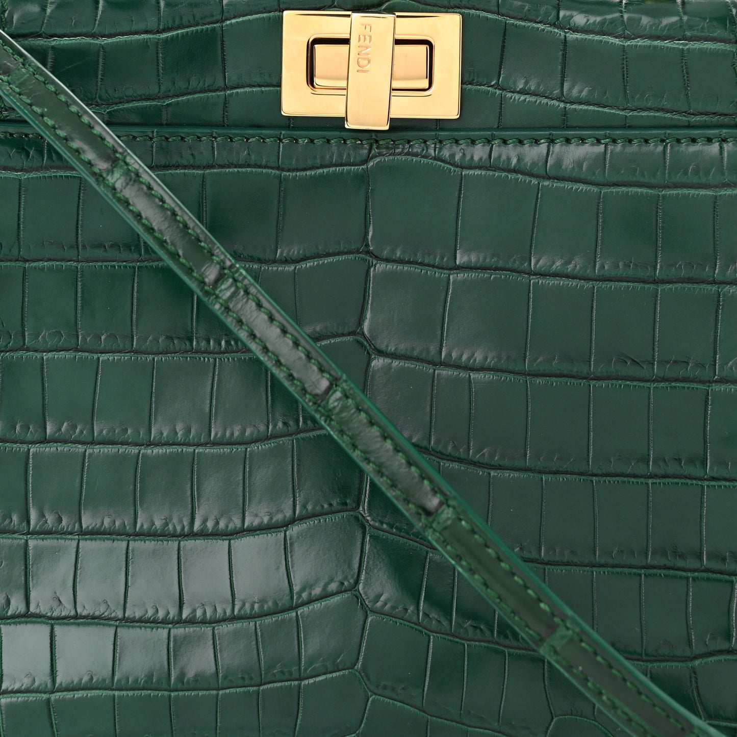 Shiny Crocodile Shiny Nappa Mini Peekaboo Iconic Satchel Emerald