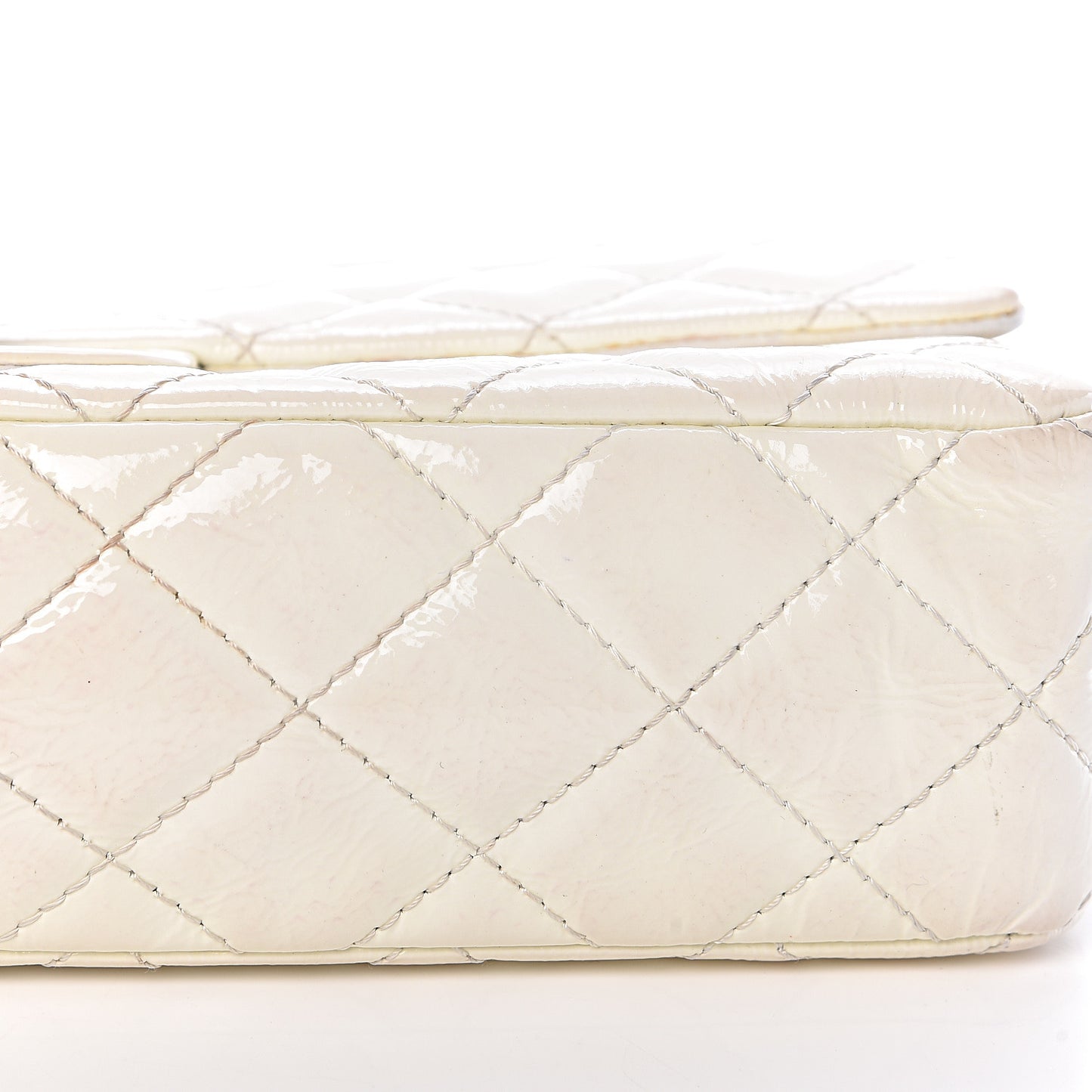 Distressed Patent Quilted 2.55 Reissue Flap 227 White