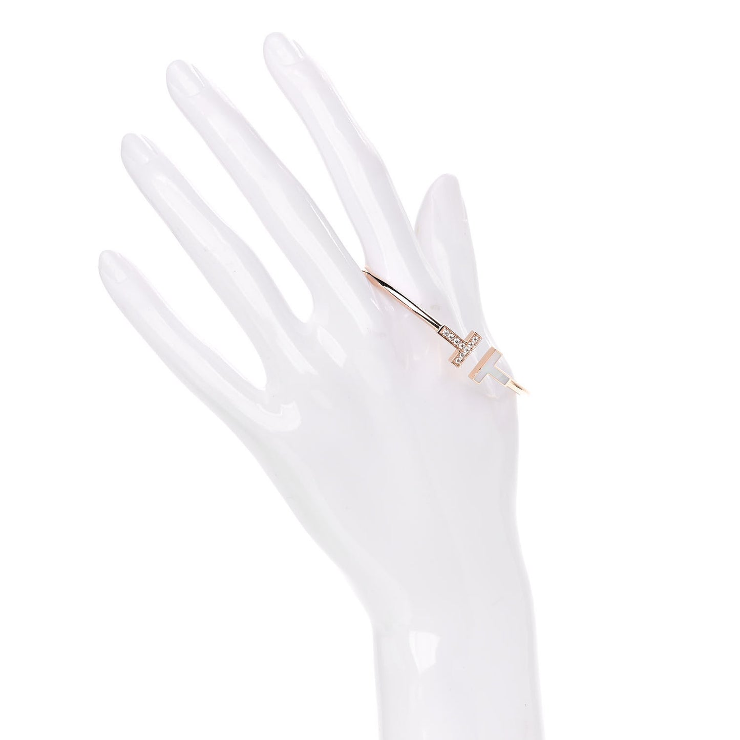 18K Rose Gold Diamond Mother of Pearl T Wire Bracelet