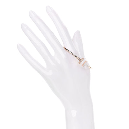 Tiffany 18K Rose Gold Diamond Mother of Pearl T Wire Bracelet 2 of 6