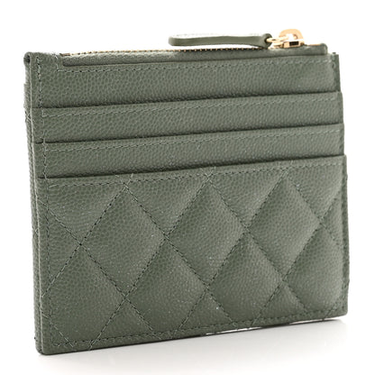 Chanel Iridescent Caviar Quilted CC Zip Card Holder Green 3 of 6