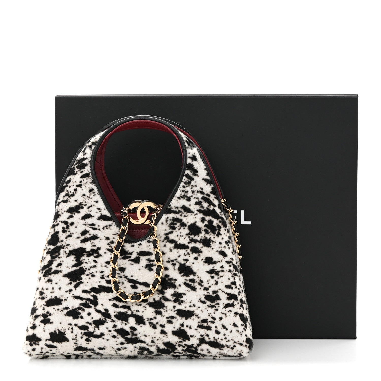 Chanel Pony Hair Printed Chic Lady Small Shopping Tote White Black 26 of 26