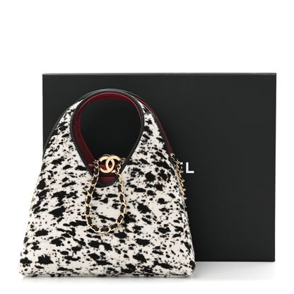 Chanel Pony Hair Printed Chic Lady Small Shopping Tote White Black 26 of 26