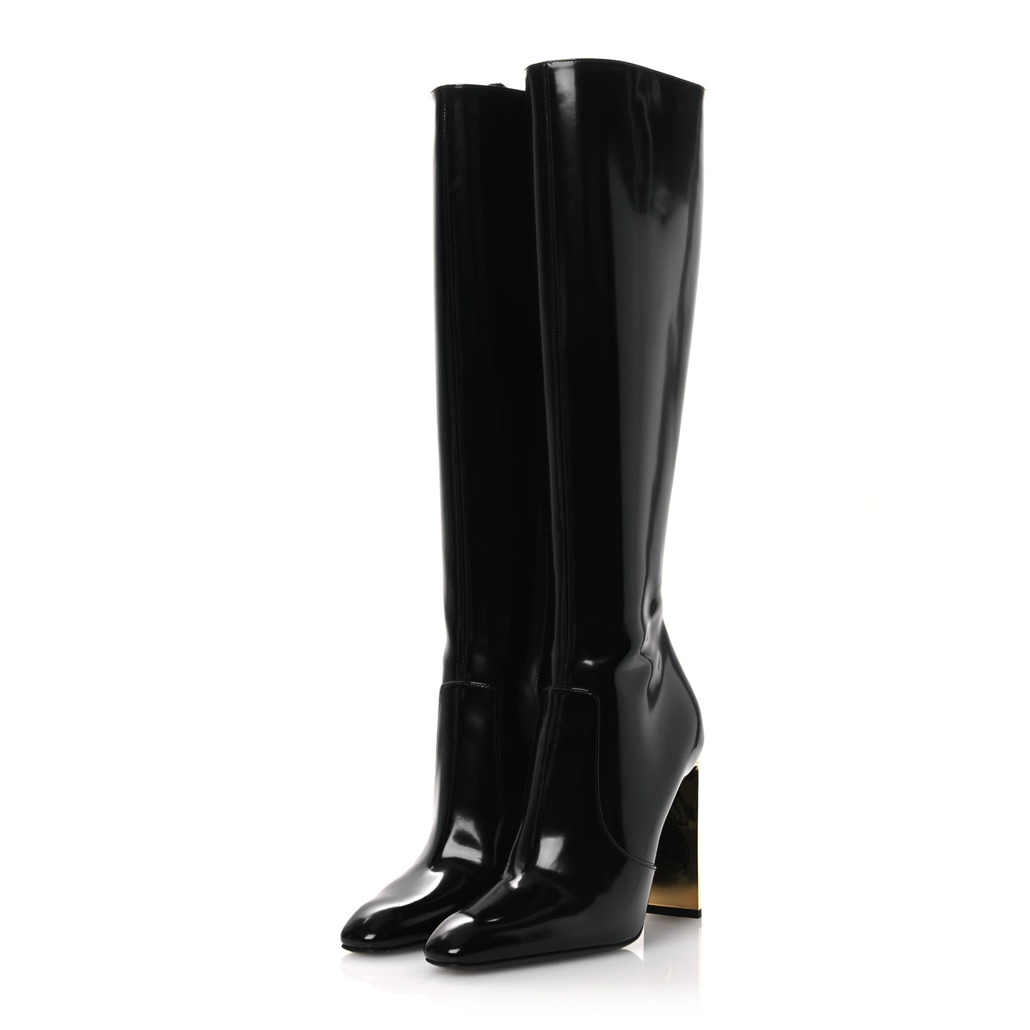 Glazed Calfskin Auteuil 105mm Zip Boots 38 Black