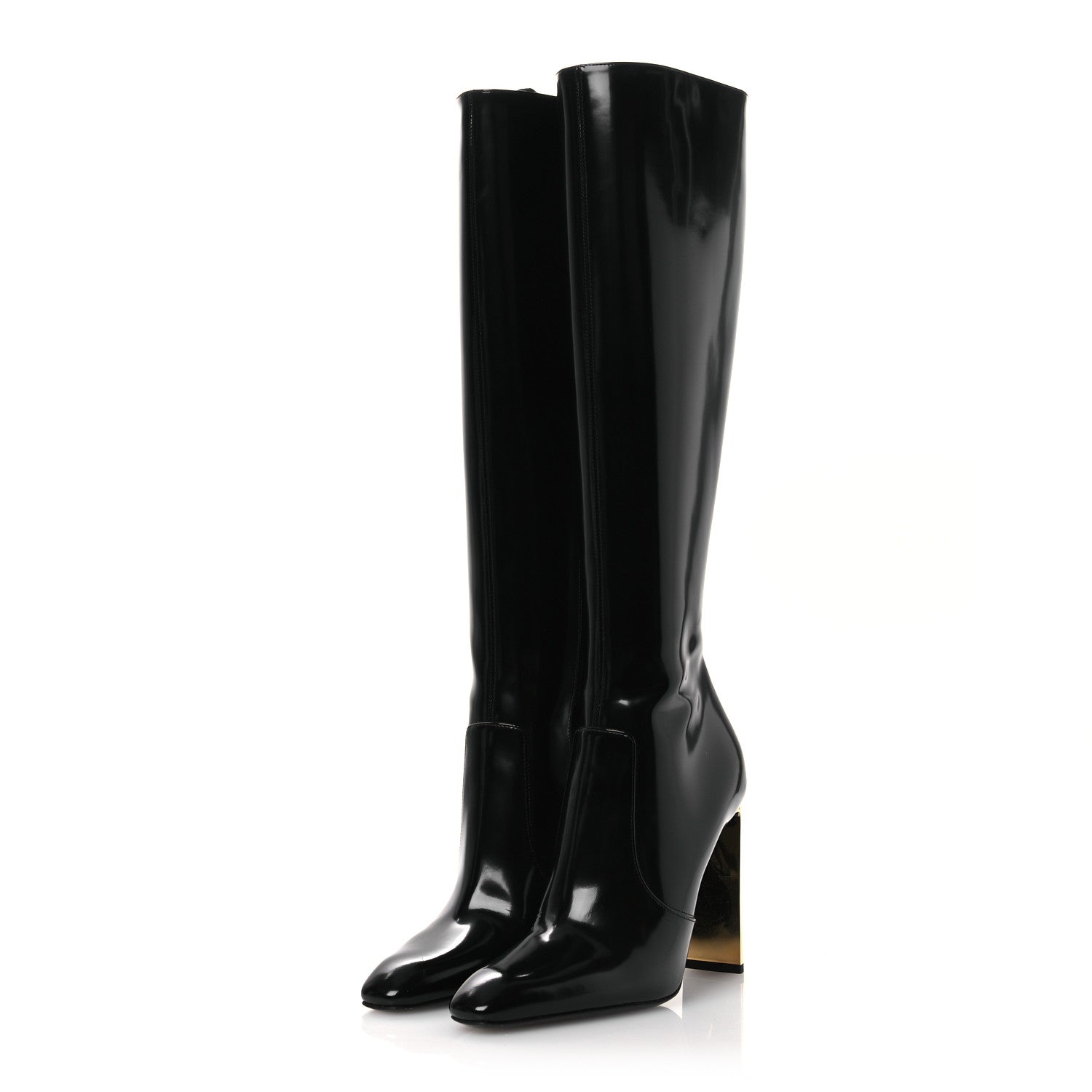 Saint Laurent Glazed Calfskin Auteuil 105mm Zip Boots 38 Black 4 of 13