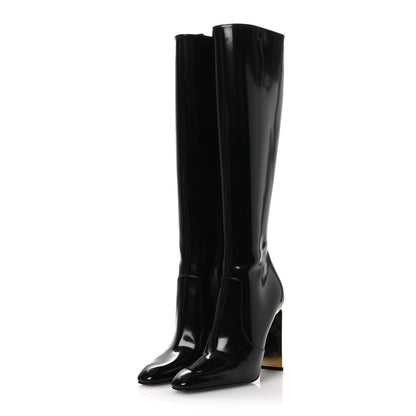 Saint Laurent Glazed Calfskin Auteuil 105mm Zip Boots 38 Black 4 of 13