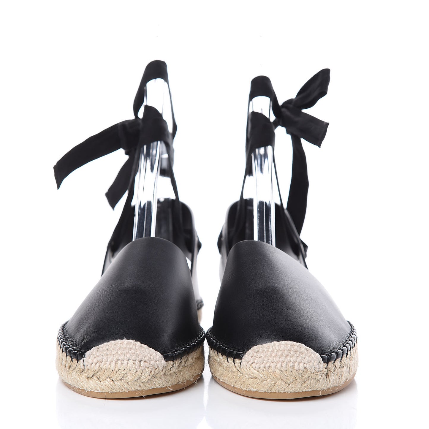 Calfskin Nicely-D Ankle Tie Espadrilles Flats 38 Black