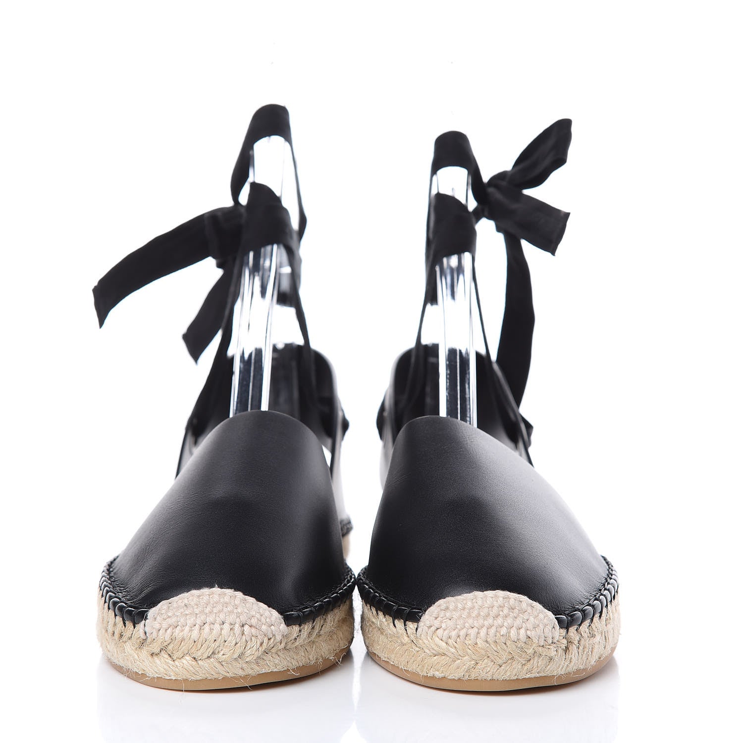 Christian Dior Calfskin Nicely-D Ankle Tie Espadrilles Flats 38 Black 2 of 8