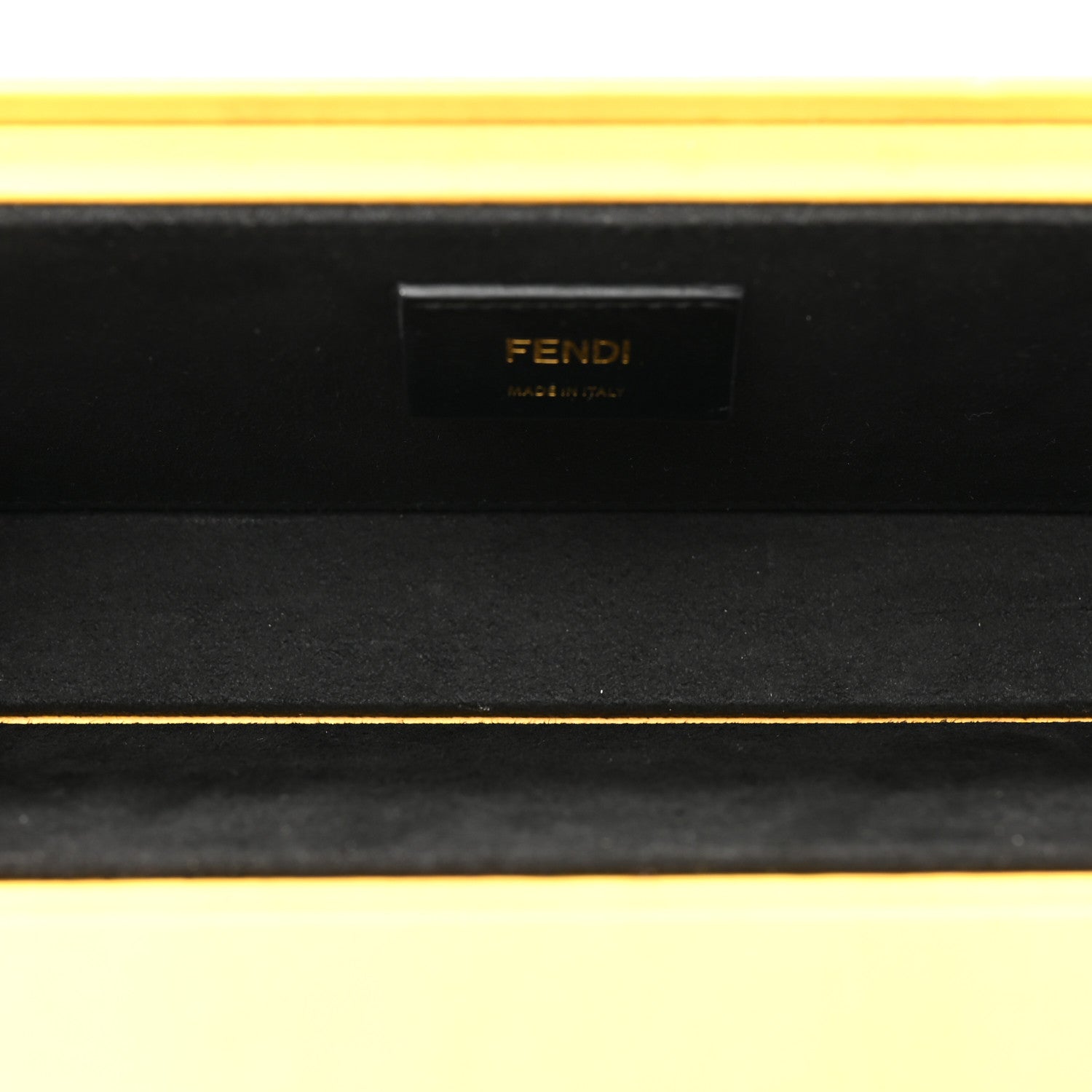 Fendi Vitello Fluffy Logo Horizontal Box Crossbody Bag Yellow Box Black 5 of 13