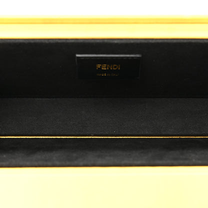 Fendi Vitello Fluffy Logo Horizontal Box Crossbody Bag Yellow Box Black 5 of 13