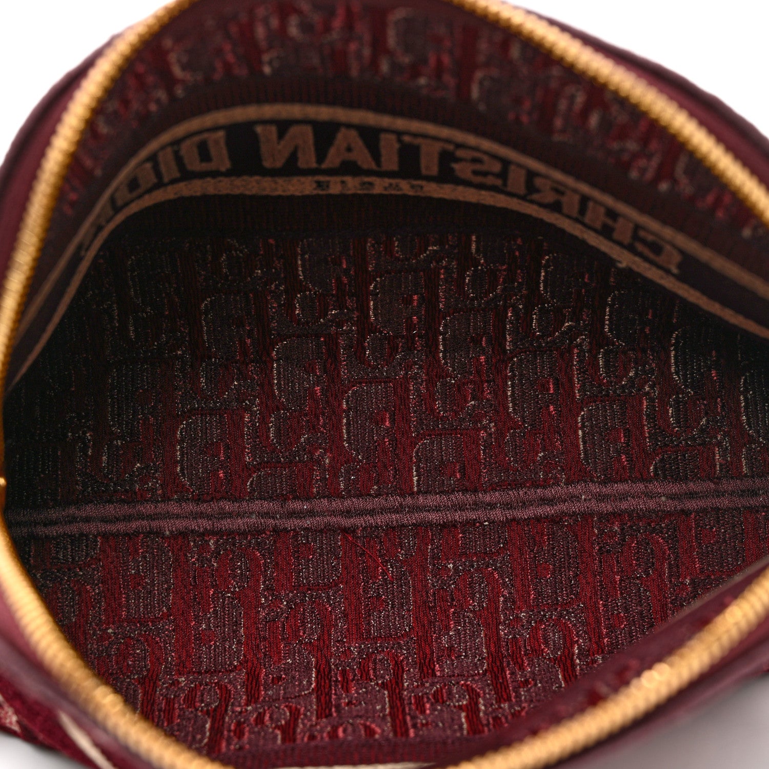 Christian Dior Velvet Oblique Cosmetic Pouch Burgundy 4 of 6