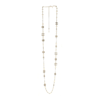 Chanel Pearl Bead Crystal CC Long Necklace Gold 3 of 5